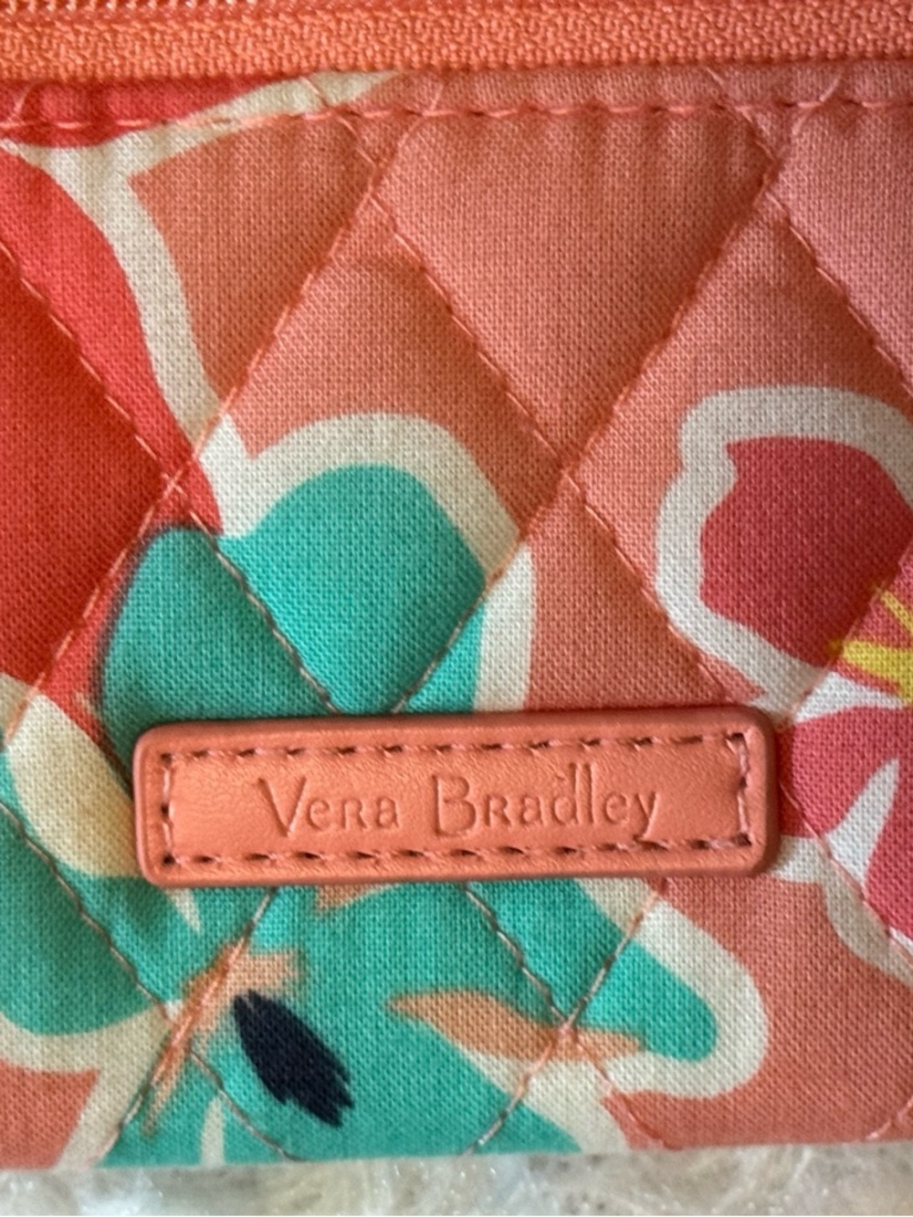 Vera Bradley Coral Floral Quilted Wallet with Teal Accents - Picture 2 of 5